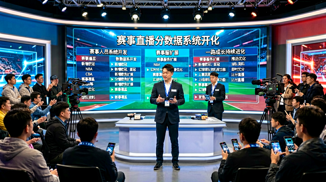 赛事直播演播室,技术人员进行比分数据系统开发